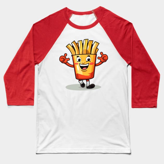 kawaii french fries T-Shirt cute potatofood Baseball T-Shirt by nonagobich